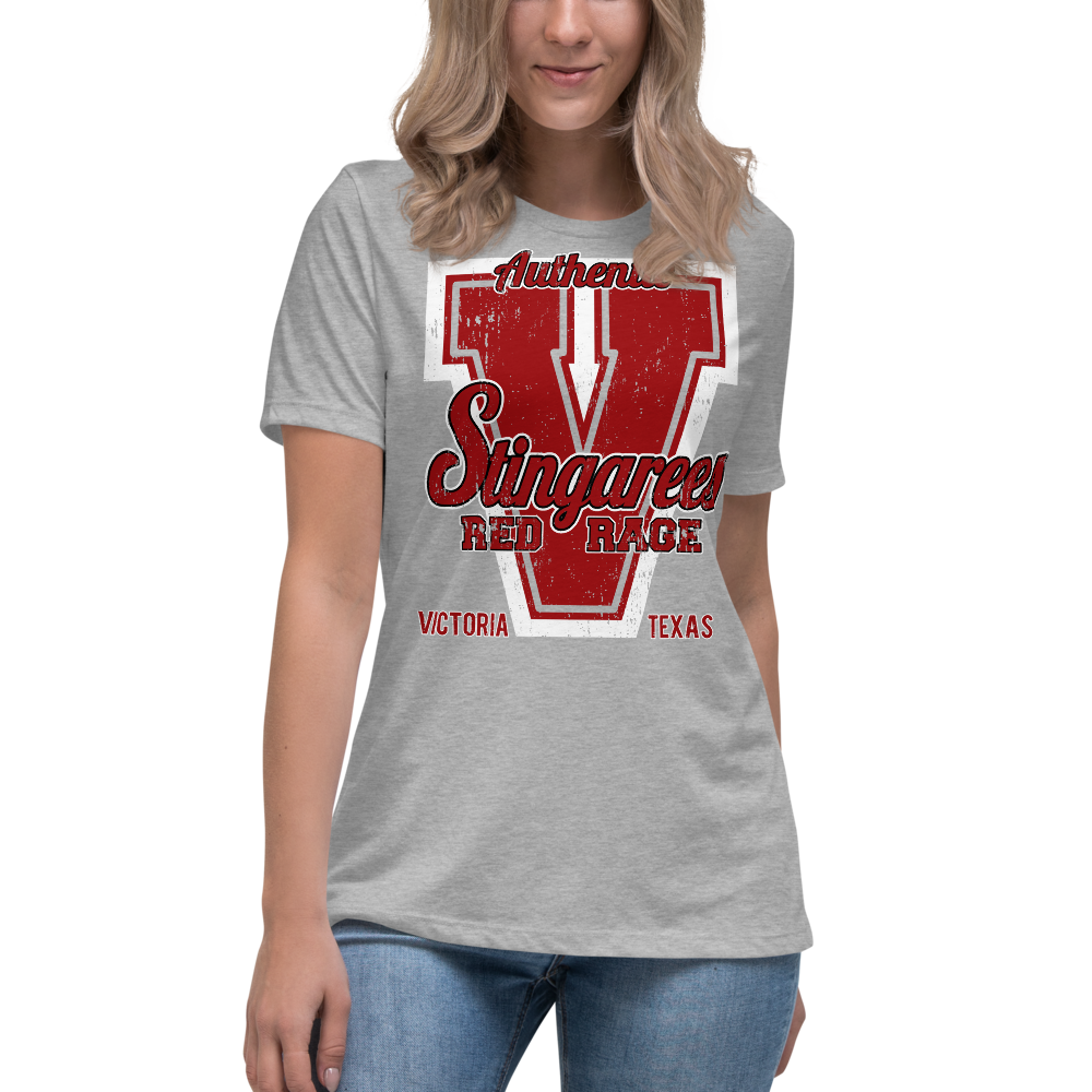 Authentic BIG V RED RAGE Distressed Women's Relaxed Tee