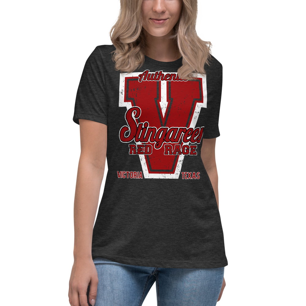 Authentic BIG V RED RAGE Distressed Women's Relaxed Tee