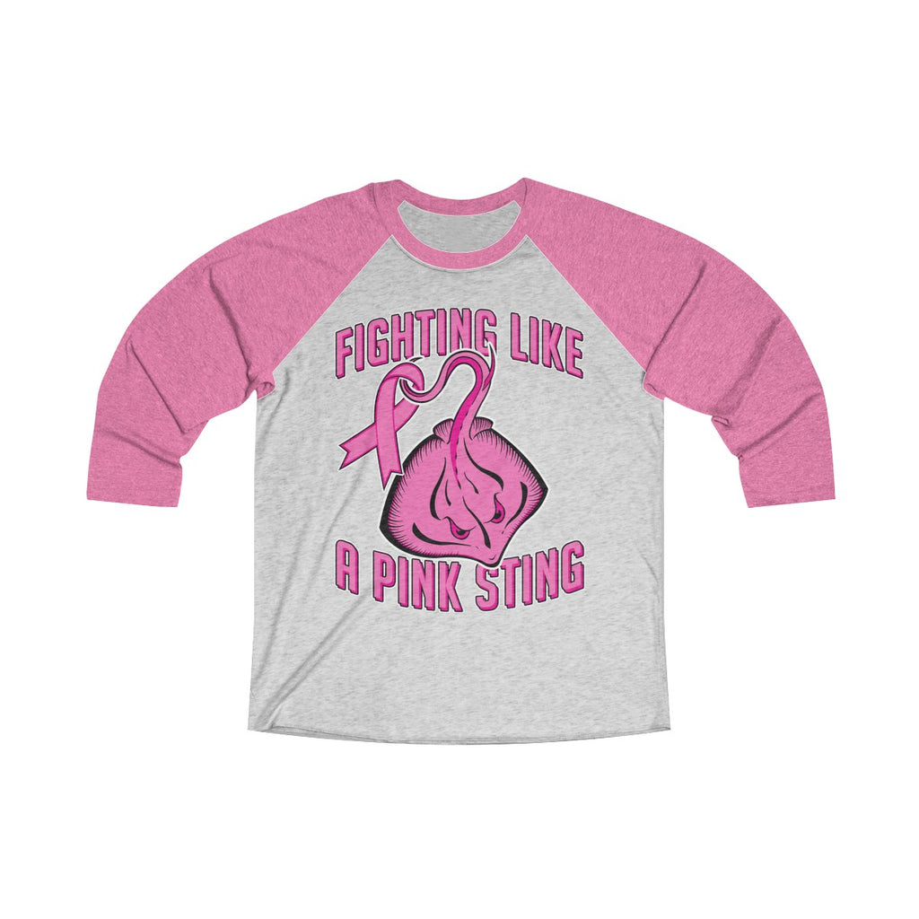 FIGHTING LIKE A PINK STING BC Awareness 3/4 RaglanUnisex Tri-Blend 3/4 Raglan Tee