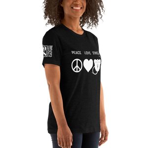 PEACE LOVE & STINGS (White version) Unisex T-Shirt