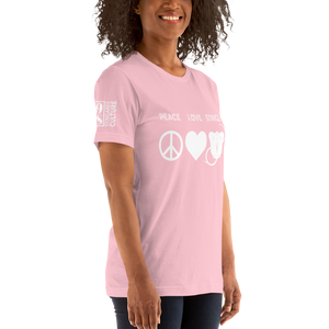 PEACE LOVE & STINGS (White version) Unisex T-Shirt