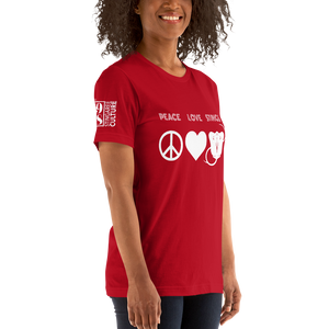 PEACE LOVE & STINGS (White version) Unisex T-Shirt