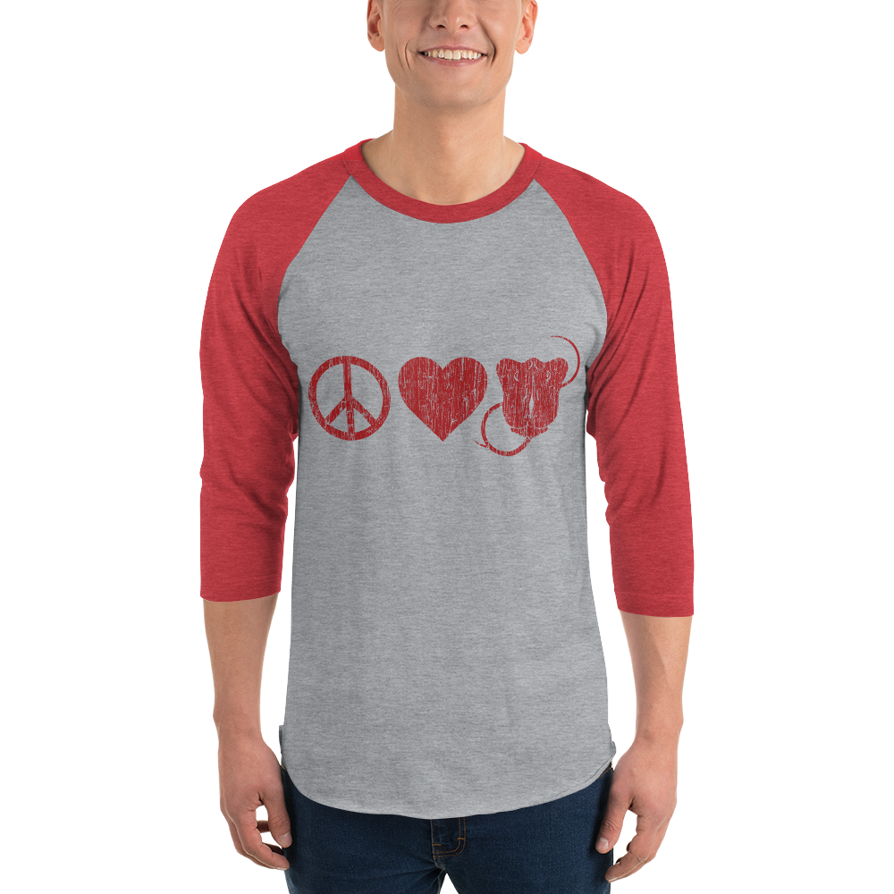 Peace Love & Stings Distress Baseball Tee