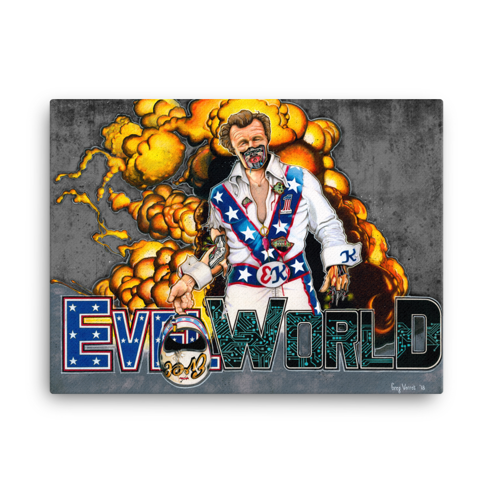 EVEL WORLD by Greg Verret. 18"x24" Fine Art Print On Canvas