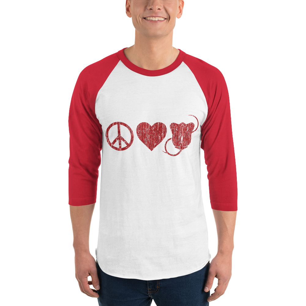 Peace Love & Stings Distress Baseball Tee