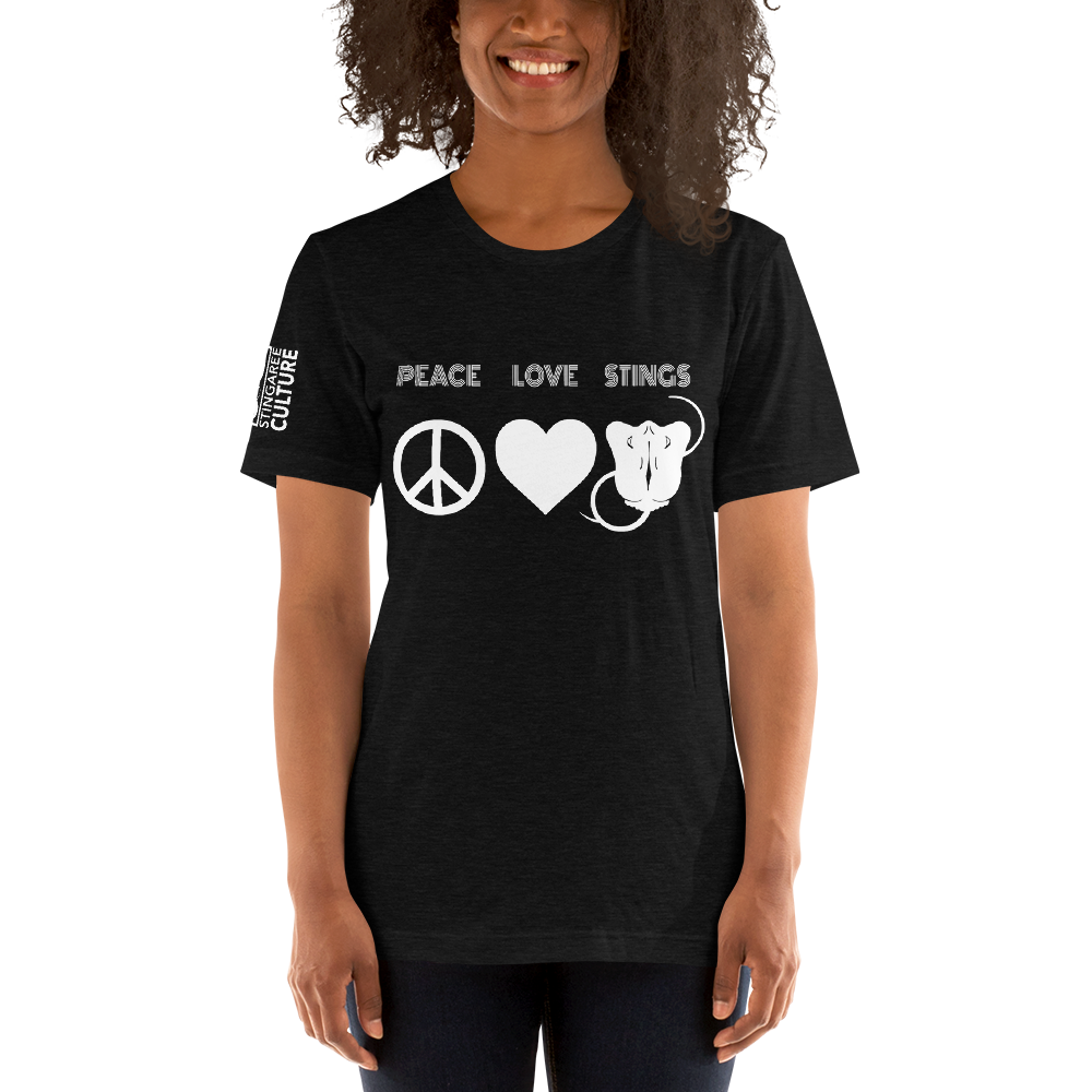 PEACE LOVE & STINGS (White version) Unisex T-Shirt