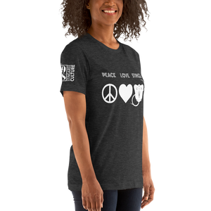 PEACE LOVE & STINGS (White version) Unisex T-Shirt